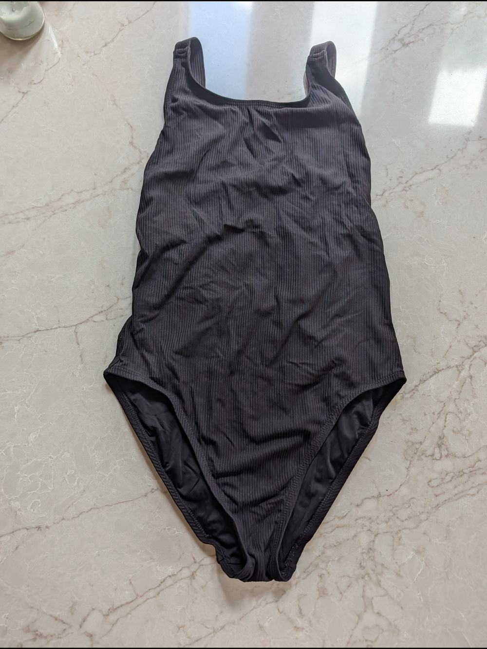 Andie Black Ribbed One-Piece Swimsuit